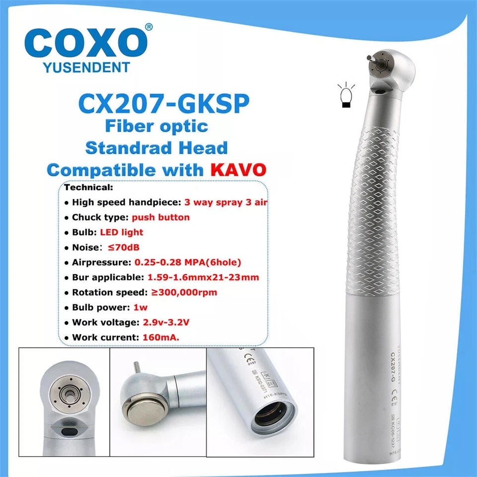 COXO Turbina Dental Luz LED Fiber Optic High Speed Handpiece fit KAVO Multiflex
