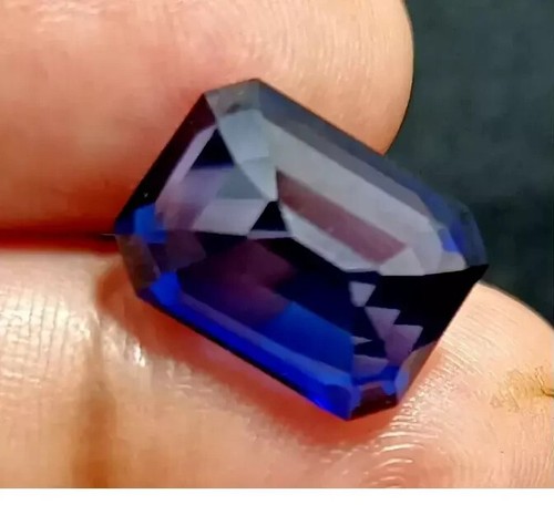 Fine Cut Natural Kashmiri Blue Sapphire 9 Ct+ Emerald Cut Best Loose Gemstone - Picture 5 of 5