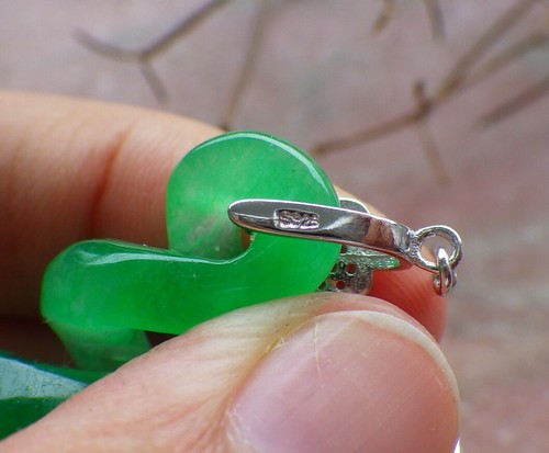 Pendiente de plata de ley 925 de jade verde círculo colgante *8* nudo anudado 397570 - Imagen 5 de 7