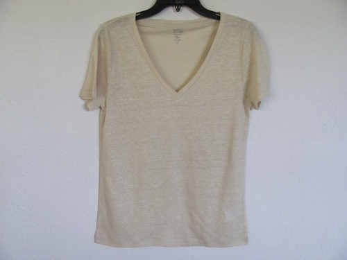 J.Crew V Neck Tee Shirt Top-100% Linen 