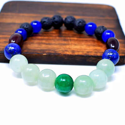 110,00 kt natürlicher Onyx, Lapislazuli & Lavastein dehnbares Armband NK 09A5