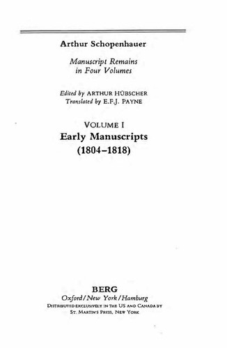 Schopenhauer: Manuscript Remains (V1): Early Manuscripts (1804-1818) - Picture 2 of 15