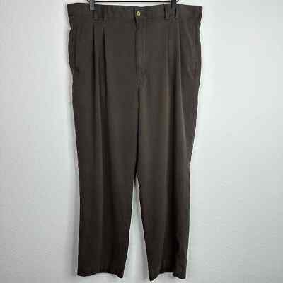 Joseph & Feiss Pants Mens Size 38 Brown Silk Pleated Front Career Office Trouser