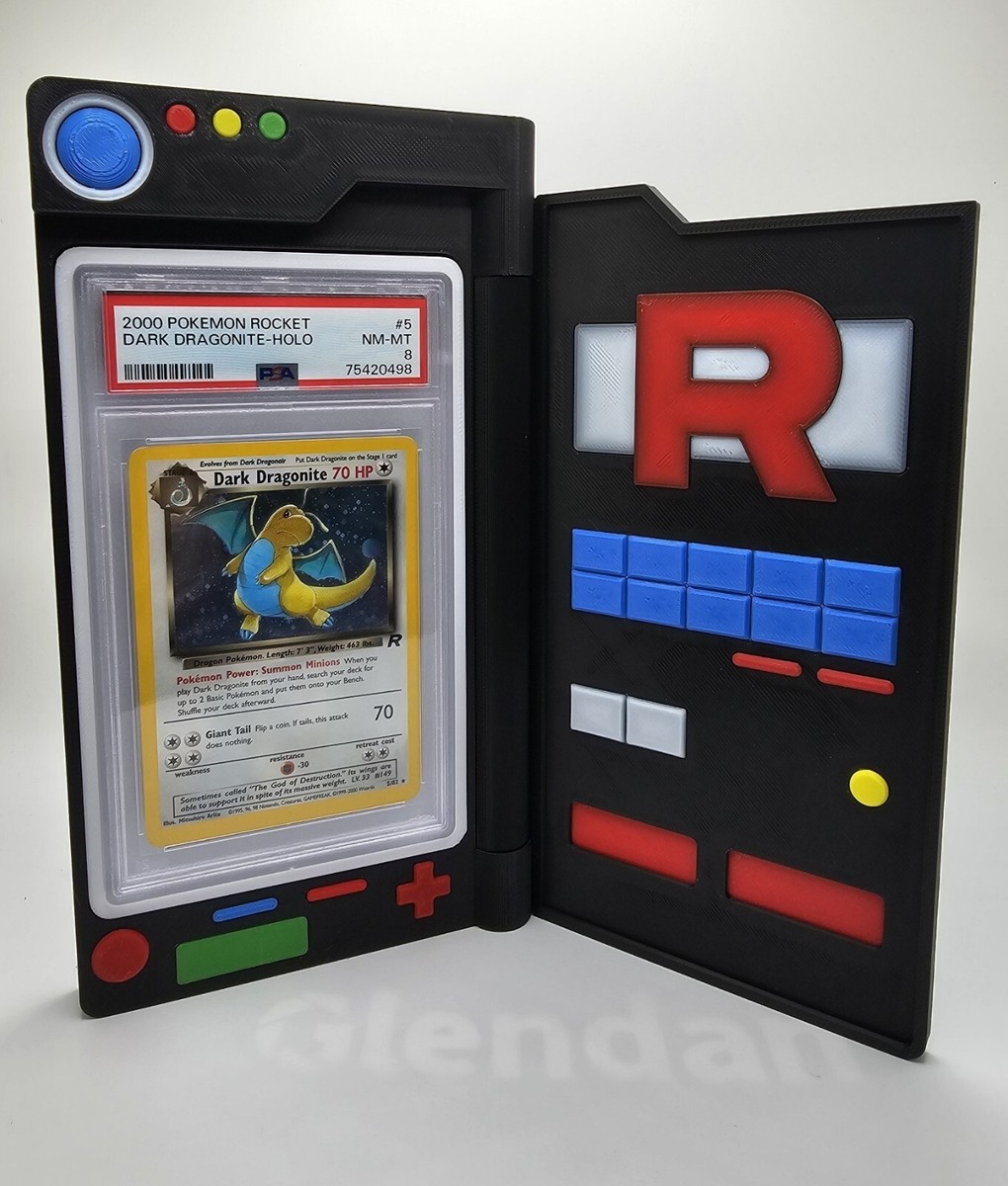 Team Rocket, Pokemon Pokdex, PSA Graded Card Slab Display, 3D Printed