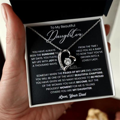 To My Daughter Birthday Graduation Heart Necklace Meaningful Gift From Dad