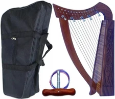 27" Diagonal 15 Strings Semi LEVERS Celtic Irish ROSEWOOD HARP+ Bag+ Tuning Key
