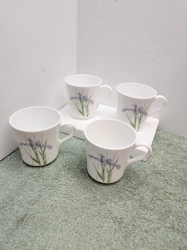 Vintage Corning Ware Corelle Shadow Iris Floral Coffee Mug Tea Cup | Set of 4