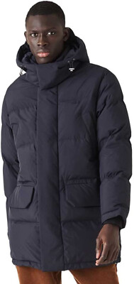 Lacoste Men's, Detachable Hood Long Puffer Coat Water Repellent, Blue, 54/L]