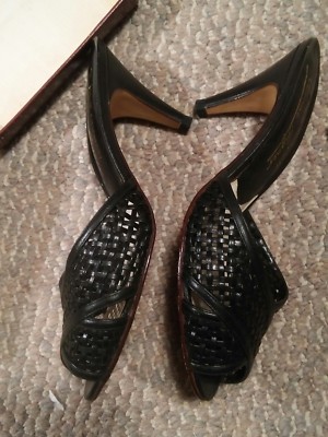 Escarpins Vintage Etienne Aigner Noir Pointure 7M (US) Bout Ouvert - Avec Boîte D'origine
