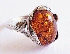 BALTIC AMBER 100 925 STERLING SILVER RING GORGEOUS NATURAL Amber 3.6gr SZ 6.25