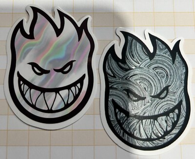 SPITFIRE '' Big Head '' White and Gray Swirl Vinyl Decal Sticker Skater Speed