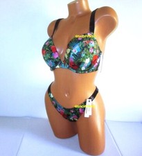 VICTORIA SECRET SWIM 38D Shine Strap Push-Up Top Bikini Set Brazilian M L