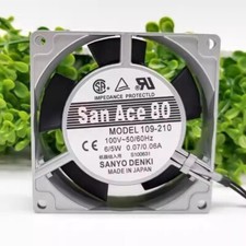 Sanyo 109-210 100V 6/5W 0.07/0.06A 8CM Aluminum Frame Cooling Fan