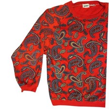 Vintage 80  s 90  s Magnet Brand Pullover Sweater Womens SMALL Paisley Red Wild