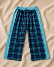 Men s Plaid Lounge Pajama Pants Blue Teal Drawstring Sleepwear Size S/M
