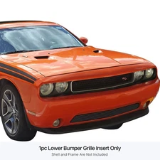 For Dodge Challenger 11-14 APG 1-Pc Black 8x6 mm Horizontal Billet Bumper Grille