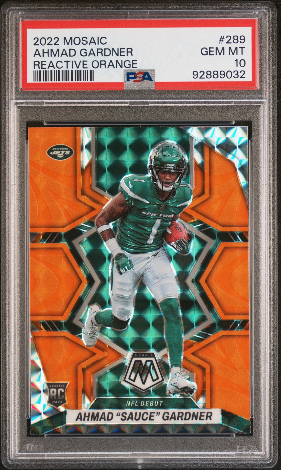2022 Panini Mosaic #289 Sauce Gardner Reactive Orange PSA 10