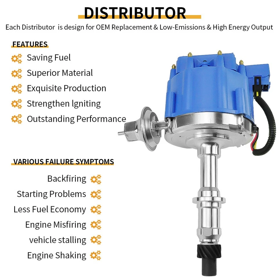 For PONTIAC 301 326 350 389 400 428 455 Blue HEI DISTRIBUTOR + SPARK PLUG WIRES - Image 2 of 4