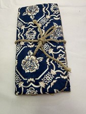 RARE Christian Dior USA Navy Gold Fold Out Cosmetic Jewelry Travel Pouch Silk