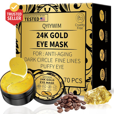 Under Eye Patches 70PCS, 24K Gold Eye Patches for Puffy Eyes Treatment, under Ey