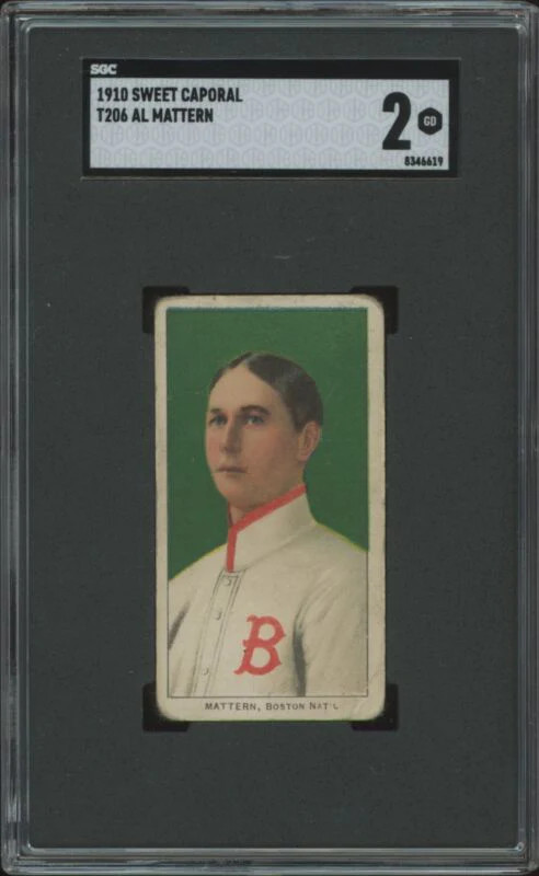 1909 T206 AL MATTERN NNO GOOD SWEET CAPORAL 350 SGC 2 BASEBALL BOSTON RUSTLERS