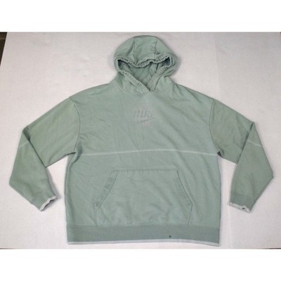 VTG Nike Sweatshirt Size L Y2K Pale Mint Green Fade Front Logo Thick Soft Hoodie