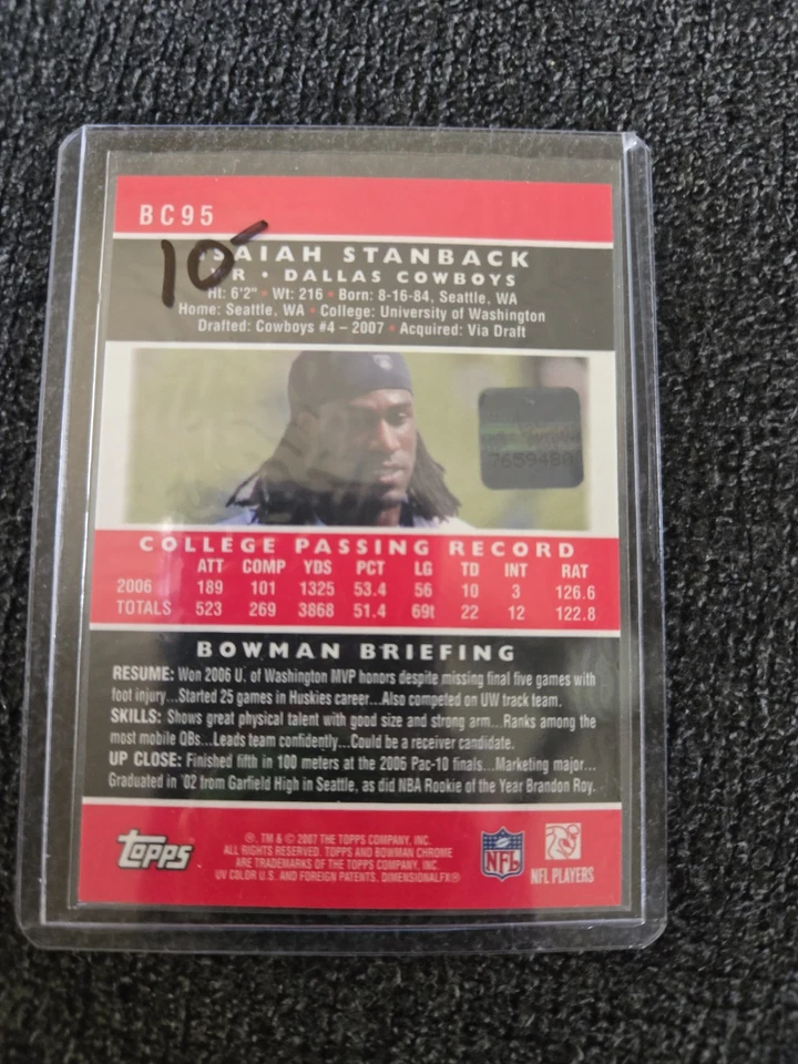 2007 Bowman Chrome - Isaiah Stanback #BC95 Rookie Autographs (AU, RC) - Image 2 of 2