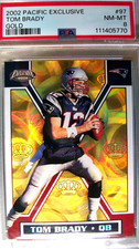2002 PACIFIC EXCLUSIVE CROWN ROYALE TOM BRADY SSP GOLD #97 PSA NM-MT 8