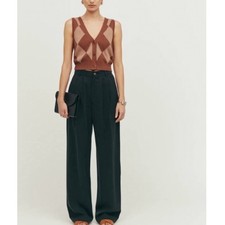 Reformation Mason High Waist WideLeg Pants Trousers in Black Size 6