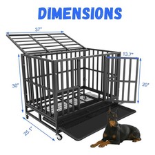37" Heavy Duty Dog Crate Cage Kennel Metal Pet Crate Indoor Outdoor Pet Kennel