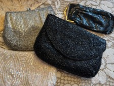 Lot Of Vintage Beaded Evening Bags In Silver, White, Black