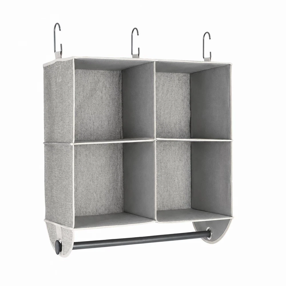 4-Shelf Gray Hanging Closet Organizer with Storage Rack