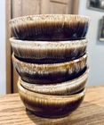 Vintage Hull Pottery USA Brown Drip 5” Cereal Bowls Set of 5