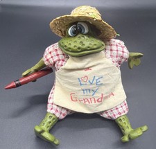 Vintage Russ Berrie Country Folks Frog "Fanny" I Love My Grandma Shelf Sitter