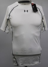 UNDER ARMOUR HEATGEAR SHORT SLEEVE COMPRESSION SHIRT WHITE NEW SZ LARGE