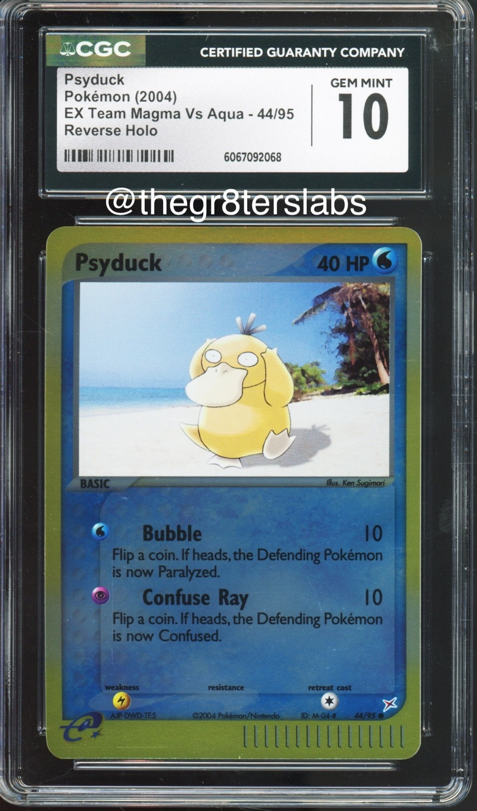 Psyduck (Reverse Holo) 2004 Pokemon EX Team Magma vs Aqua #44/95 CGC10