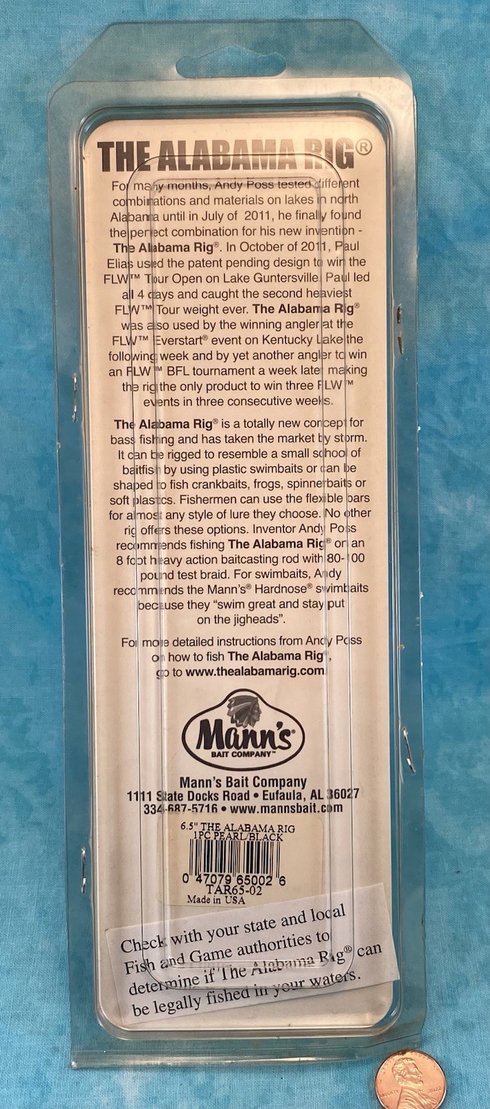 N.O.S. Signed Manns Alabama Rig 6.5” Pearl/Black - Image 3