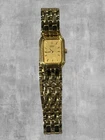 Vintage Seiko Women V400-5498 Dress Gold Tone Rectangular Quartz Untested