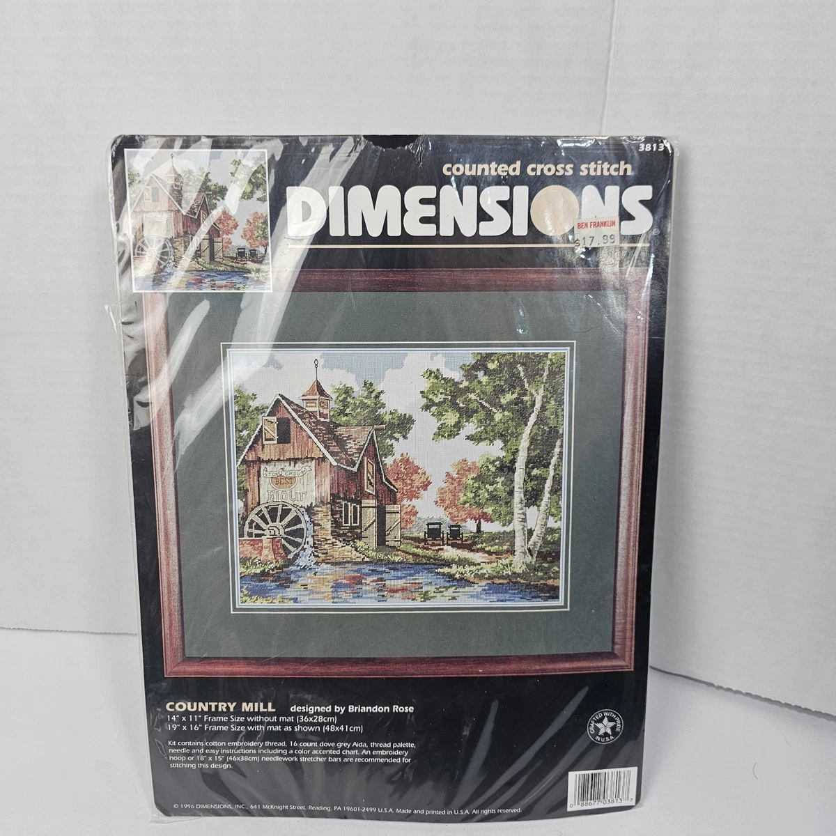 Dimensions Country Mill Briandon Rose Cross Stitch Kit OOP 1996 NEW SEALED