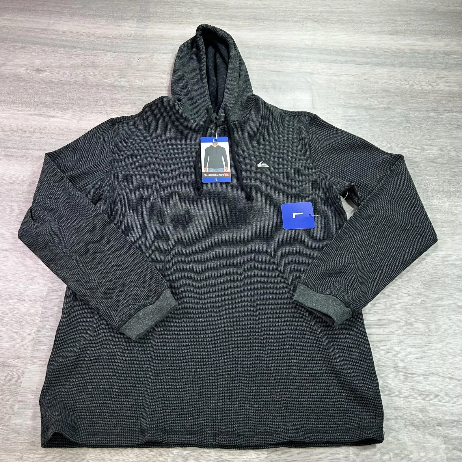NEW Quiksilver Hoodie Mens Large Black Waffle Knit Pullover Thermal Sweatshirt
Opens in a new window