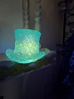 Vtg 60s Fenton Blue Glass Top Hat Daisy Button  Toothpick Holder 2.75” Glows UV