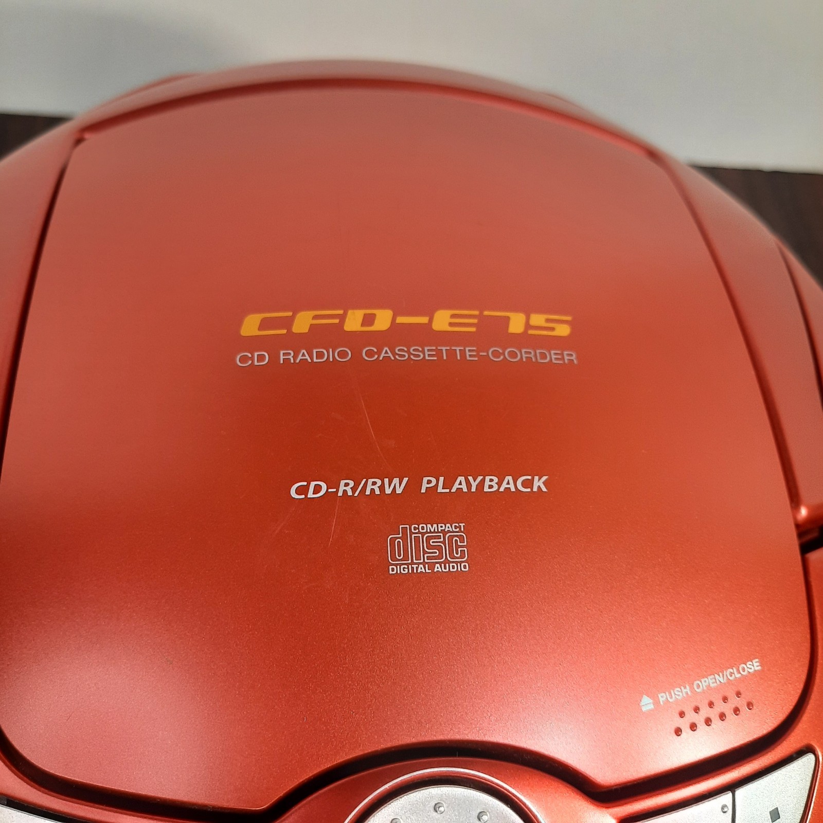 Sony Portable Boombox Copper Red Orange CD Player AM/FM Radio Cassette CFD-E75