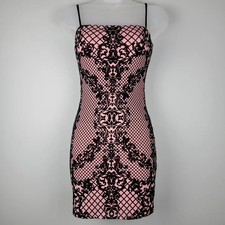 NWT Windsor Size S Pink Velvet Scroll Mesh Mini Dress