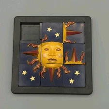 Vintage 1993 Demert Co 3D Celestial Sun Face Stars Sliding Slide Puzzle