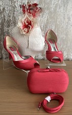 Jacques Vert Geranium Range Open Court Shoes Size 6 & Matching Bag & Fascinator