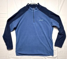 Columbia Trailand Sweatshirt Men XL Blue Fleece 1/4 Zip UPF 50 Hiking Sportswear