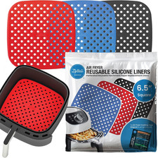 Reusable Air Fryer Liners 3 Pack for 2QT - 6.5" Square Silicone Airfryer Liner -