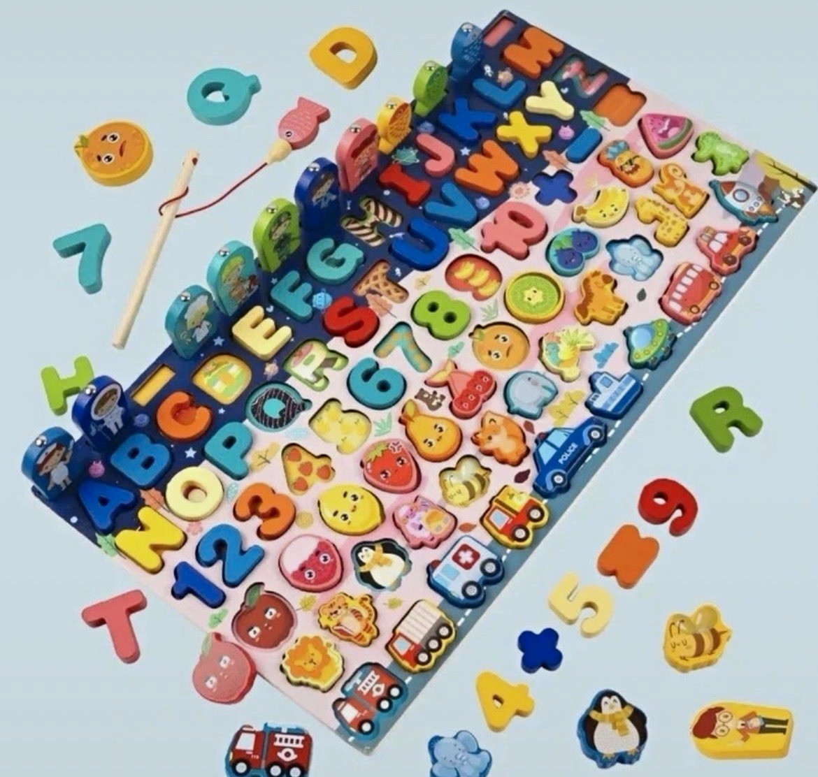 Holz Steckpuzzle 3D Alphabet Buchstaben & Zahlen,mehrfarbig Montessori Spielzeug