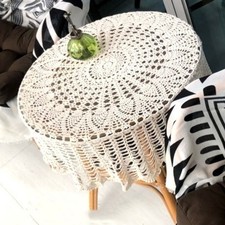 60cm Vintage Hand Crochet Cotton Table Cloth Topper Lace Doily Round Tablecloth
