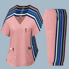 New Nurse Medical Uniform Scrub Set Women V-Neck Top Jogger Pant Hospital Men